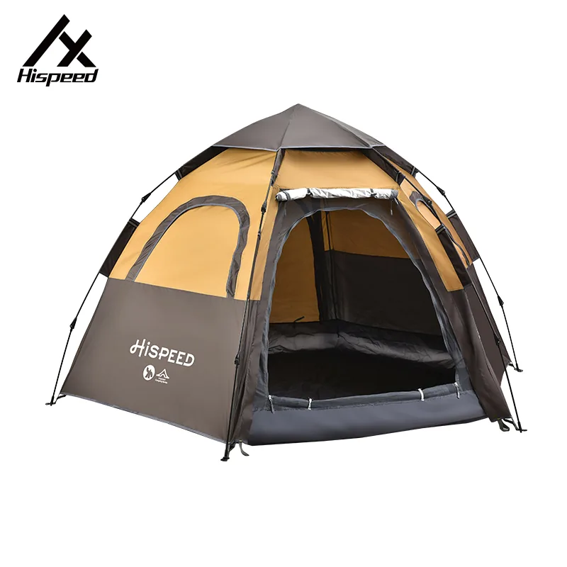 Double-Layer Hexagon Tent in Brown, product photo