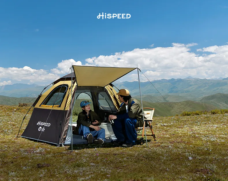 Double-Layer Hexagon Tent in Brown, product photo