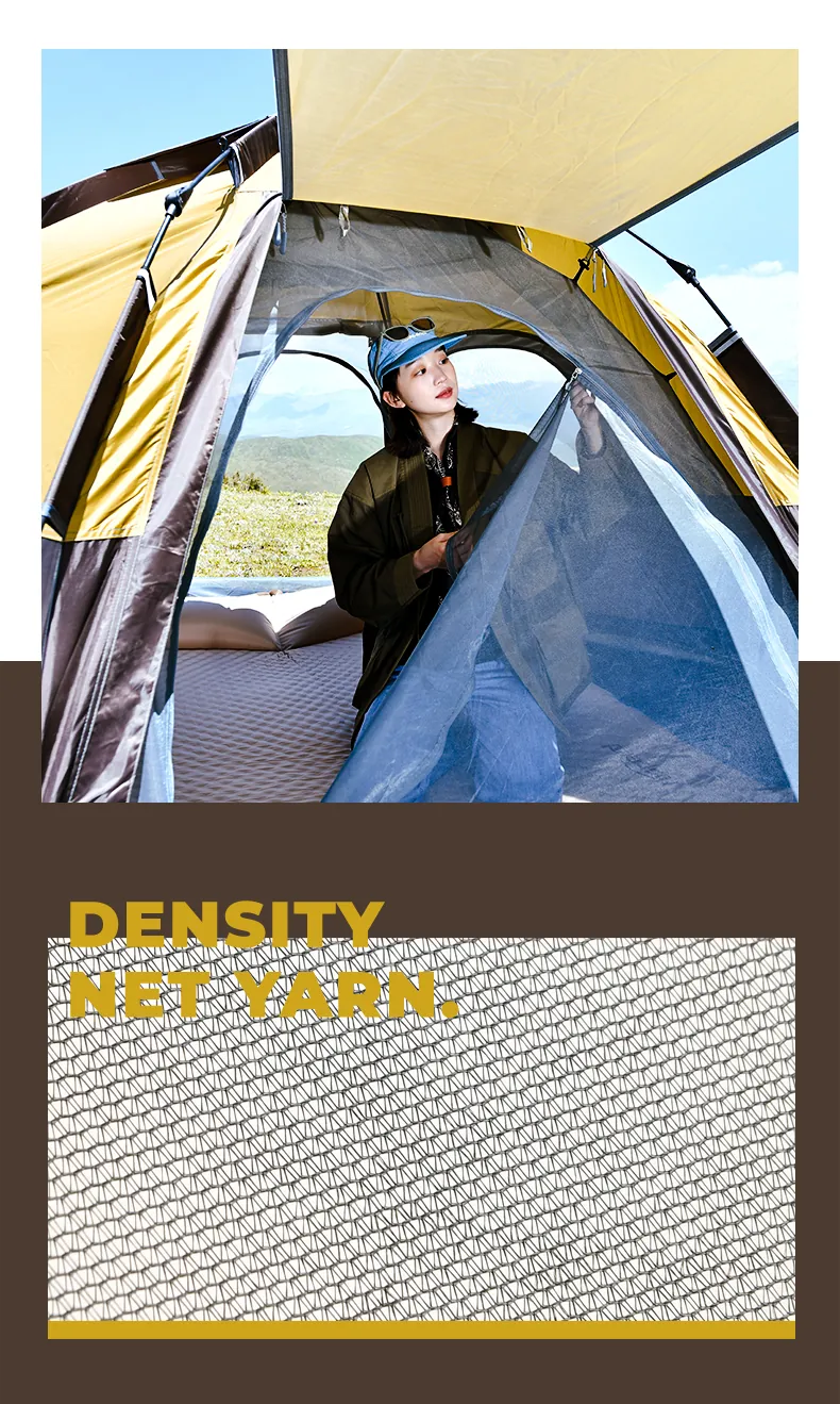 Double-Layer Hexagon Tent in Brown, product photo