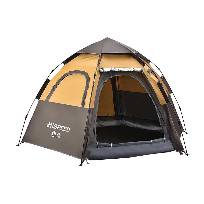 Double-Layer Hexagon Tent in Brown, product photo