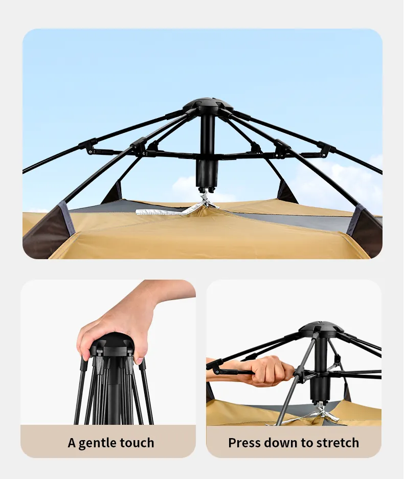 Double-Layer Hexagon Tent in Brown, product photo